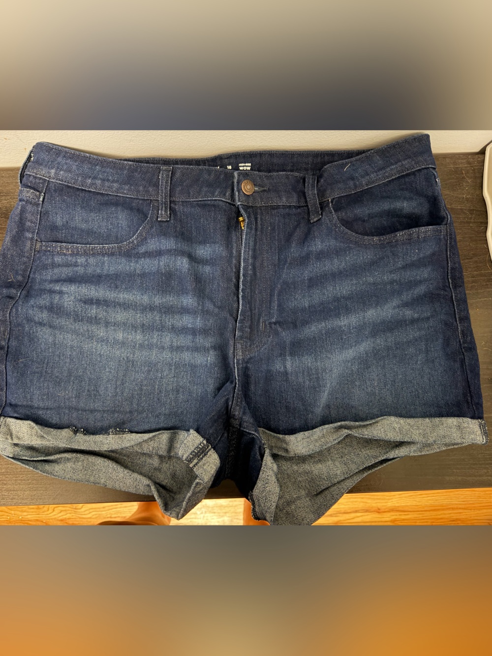 Old Navy Dark Indigo Denim Rolled-Hem Jean Shorts